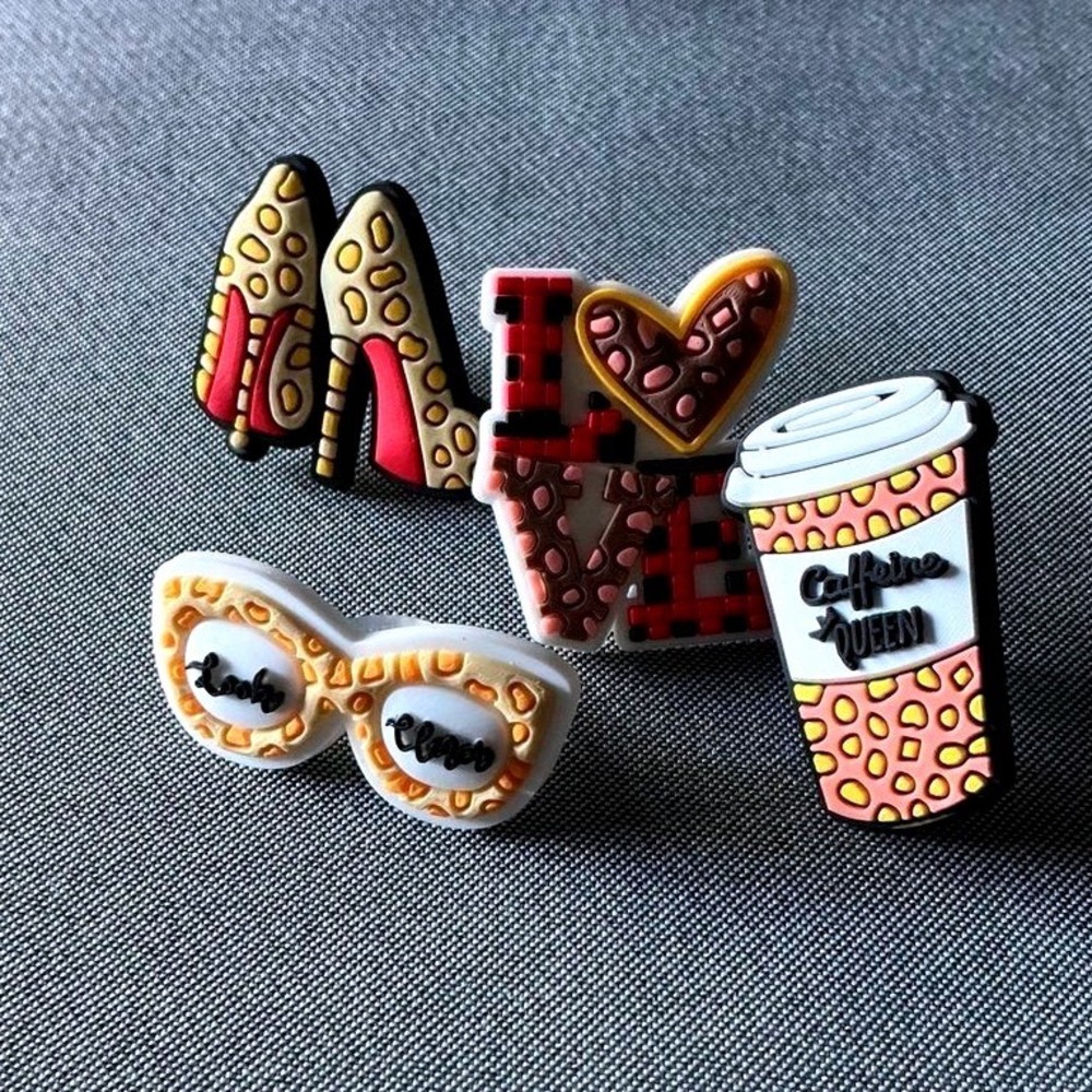 Leopard Print Straw Charms 4pc Set for tumblrs PVC Accessories - Picture 2 of 4
